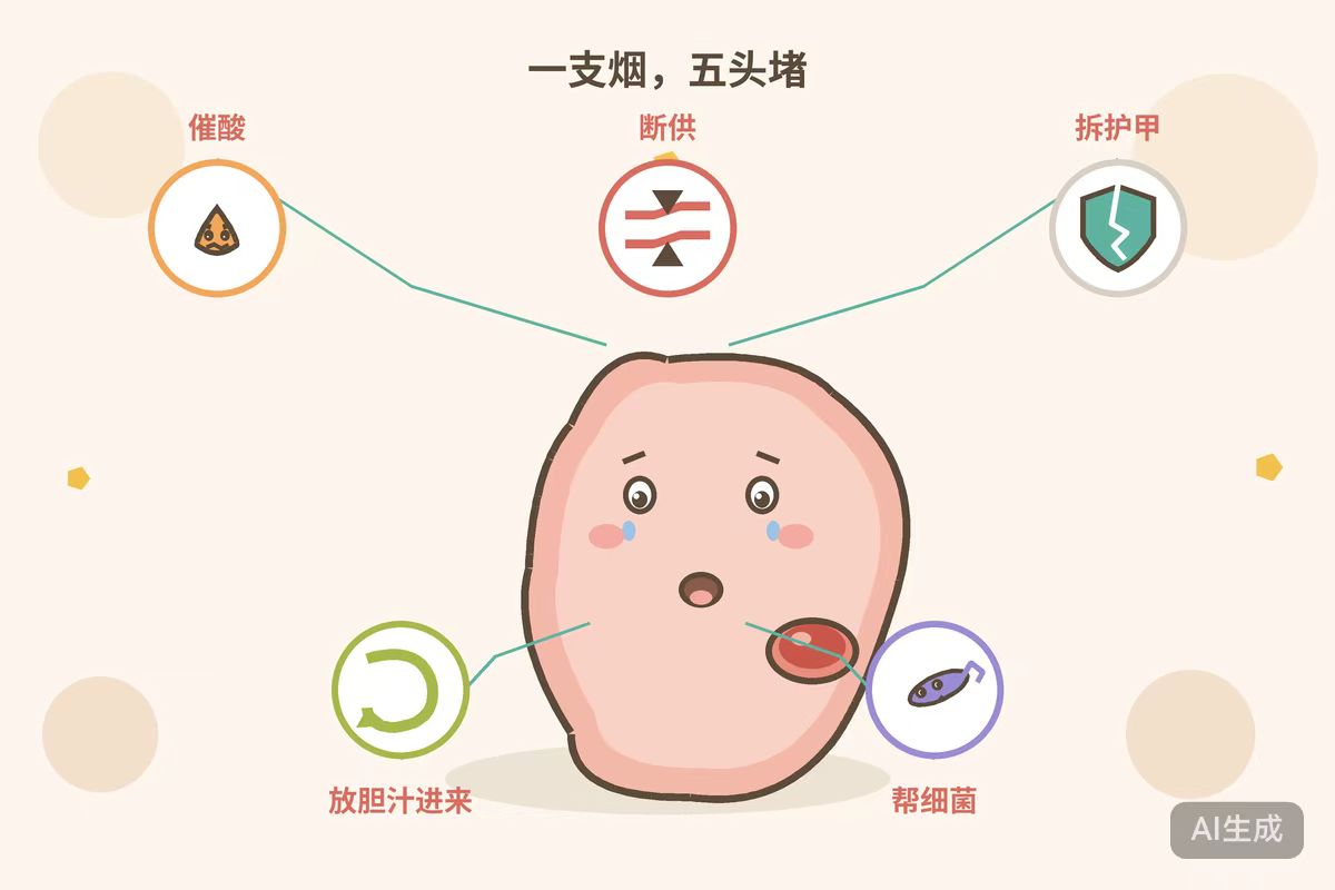 烟对胃的五重损伤